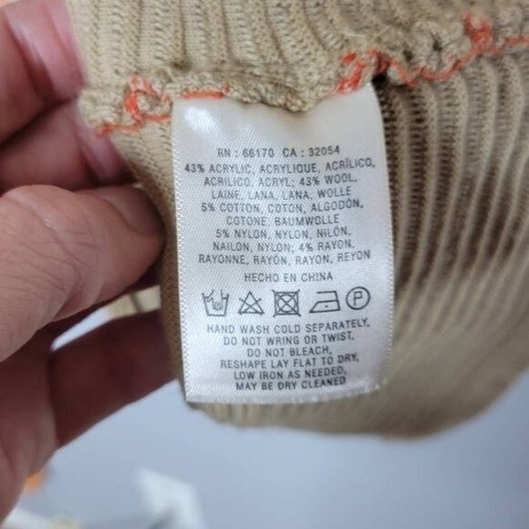 Anthropologie Y2K Wool Blend Sweater Dress Beige Orange Knit Dress S Womens - Picture 8 of 8